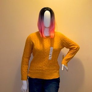 ⭐️St. John's Bay Womens long sleeve crew Cable Knit Cotton Blend Sweater XLP‎